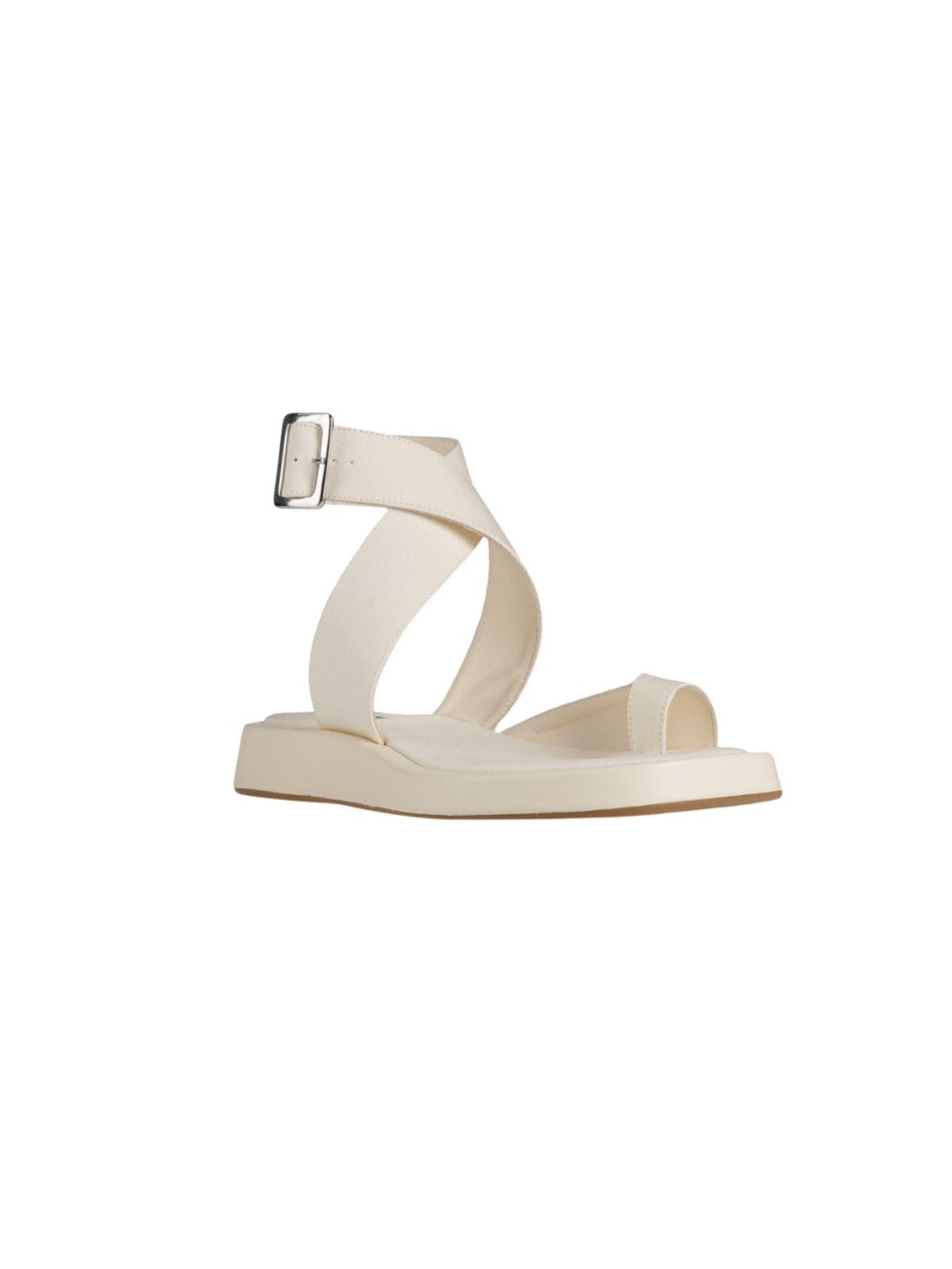 Gia Borghini x RHW Cream Ankle-Strap Flat Sandal - Picture 1 of 8